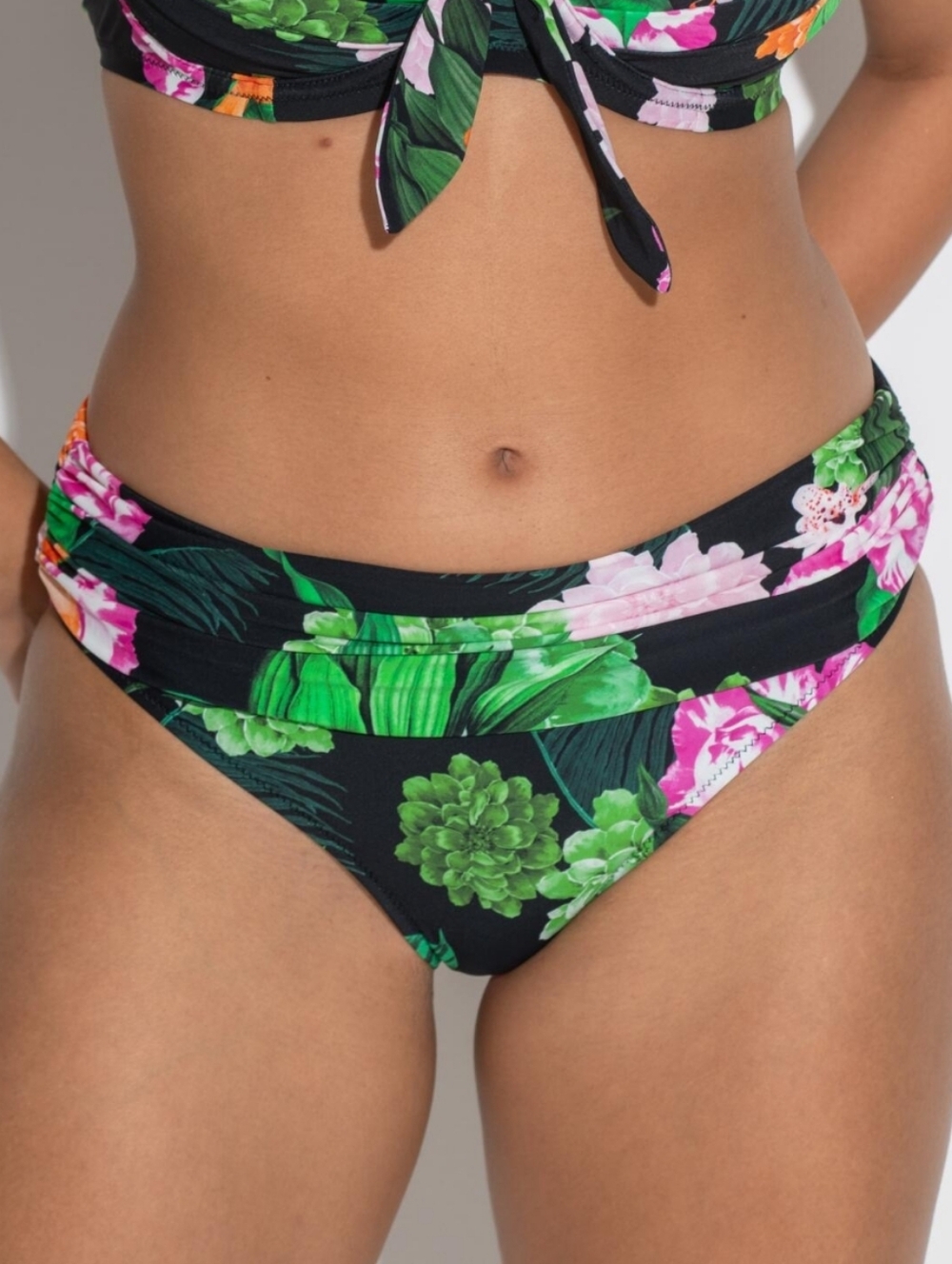 Palermo Fold Over Bikini Brief - Black/Green/Pink